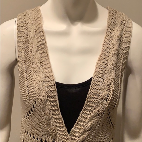 Wet Seal Tan Woven Sleeveless Cardigan: M - Picture 2 of 4